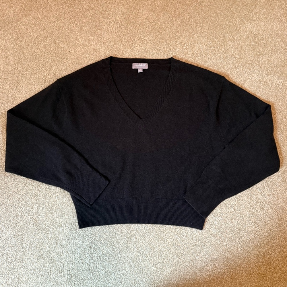 J. Crew Cashmere Shrunken V-Neck in Chocolate Brown